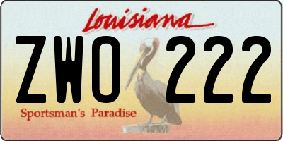 LA license plate ZWO222