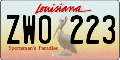 LA license plate ZWO223