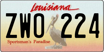 LA license plate ZWO224