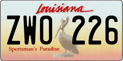 LA license plate ZWO226