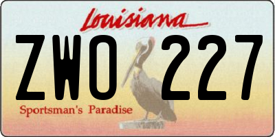 LA license plate ZWO227