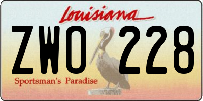 LA license plate ZWO228