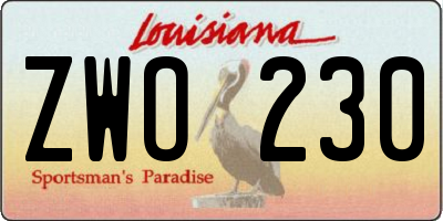 LA license plate ZWO230