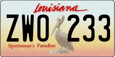 LA license plate ZWO233