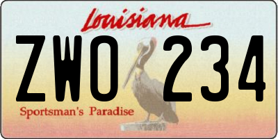 LA license plate ZWO234