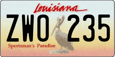 LA license plate ZWO235