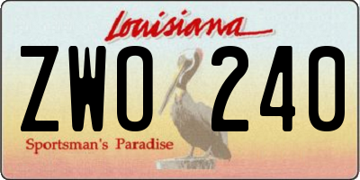 LA license plate ZWO240