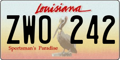 LA license plate ZWO242