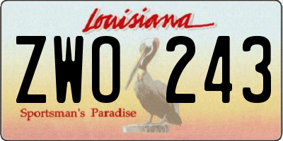 LA license plate ZWO243