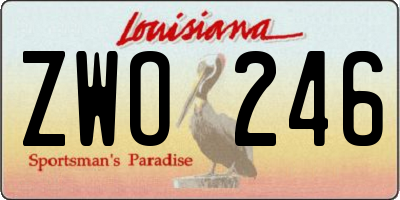 LA license plate ZWO246