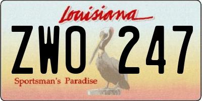 LA license plate ZWO247