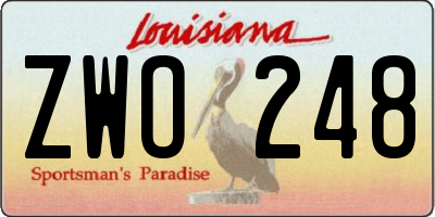 LA license plate ZWO248