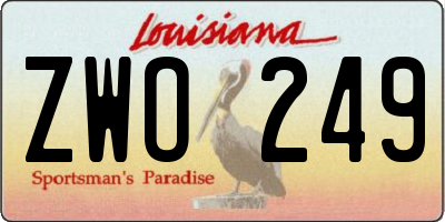 LA license plate ZWO249