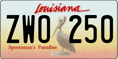 LA license plate ZWO250