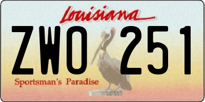 LA license plate ZWO251