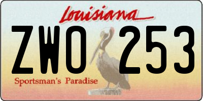 LA license plate ZWO253