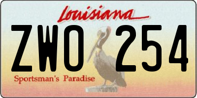 LA license plate ZWO254