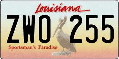 LA license plate ZWO255