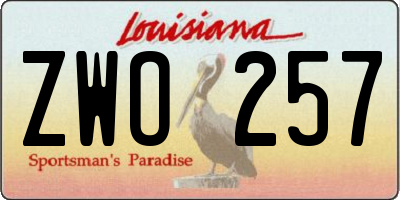 LA license plate ZWO257