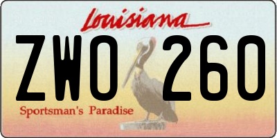 LA license plate ZWO260