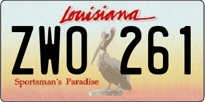 LA license plate ZWO261