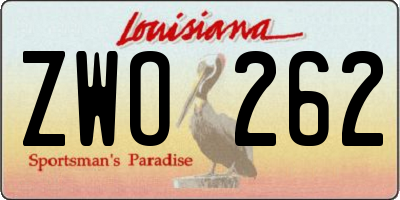 LA license plate ZWO262