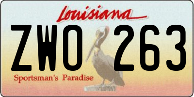 LA license plate ZWO263