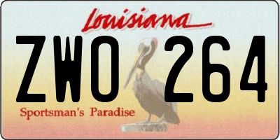 LA license plate ZWO264