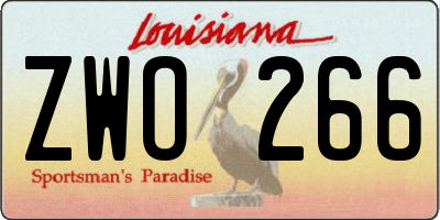 LA license plate ZWO266
