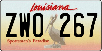 LA license plate ZWO267