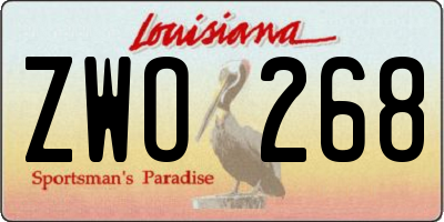 LA license plate ZWO268