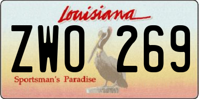 LA license plate ZWO269