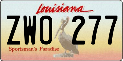 LA license plate ZWO277