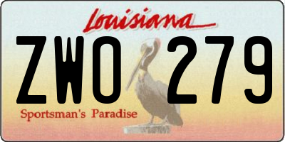 LA license plate ZWO279