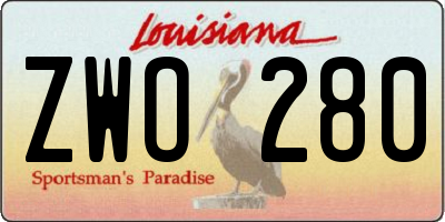 LA license plate ZWO280