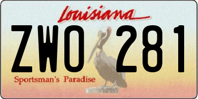 LA license plate ZWO281