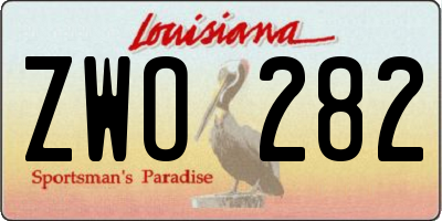 LA license plate ZWO282