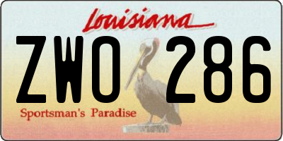 LA license plate ZWO286