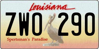 LA license plate ZWO290