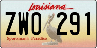 LA license plate ZWO291