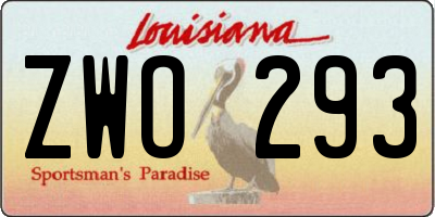 LA license plate ZWO293