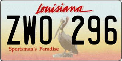 LA license plate ZWO296