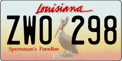 LA license plate ZWO298