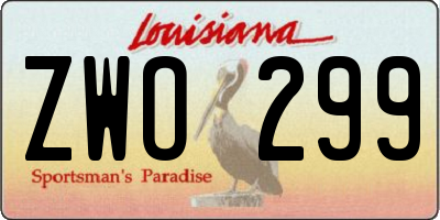 LA license plate ZWO299