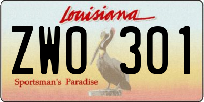 LA license plate ZWO301