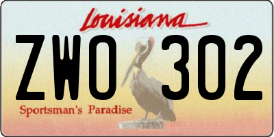 LA license plate ZWO302