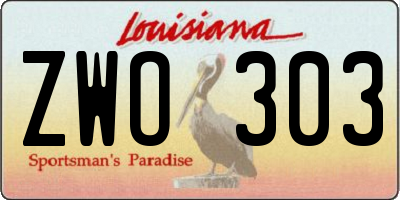 LA license plate ZWO303