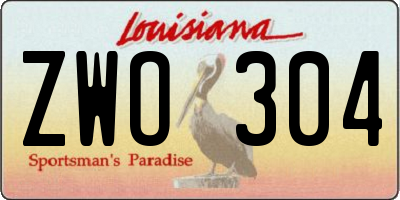 LA license plate ZWO304