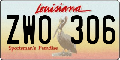 LA license plate ZWO306