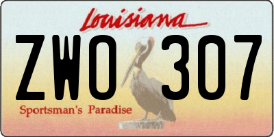 LA license plate ZWO307